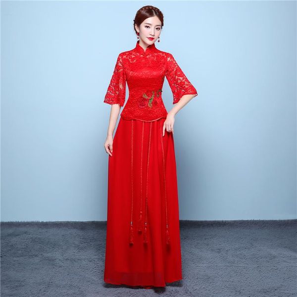 ethnic clothing shanghai story half sleeve lace cheongsam qipao for woman chinese style butterfly + skirt, Red
ethnic clothing shanghai story half sleeve lace cheongsam qipao for woman chinese style butterfly + skirt, Red