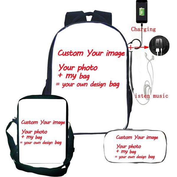 backpack custom your image customized pattern usb charge tees schoolbag 3pcs/set backpack+shoulder bag+pencil case drop
backpack custom your image customized pattern usb charge tees schoolbag 3pcs/set backpack+shoulder bag+pencil case drop