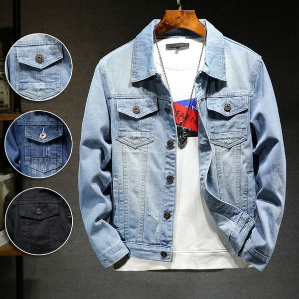 2021 new spring and autumn simple perforated denim jacket men's for men coat, Black;brown
2021 new spring and autumn simple perforated denim jacket men's for men coat, Black;brown