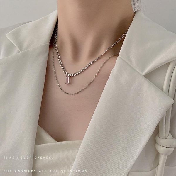 chains layered woman necklaces jewelry pink crystal necklace clavicle chain pendant silver color vintage european stainless naszyjnik
chains layered woman necklaces jewelry pink crystal necklace clavicle chain pendant silver color vintage european stainless naszyjnik