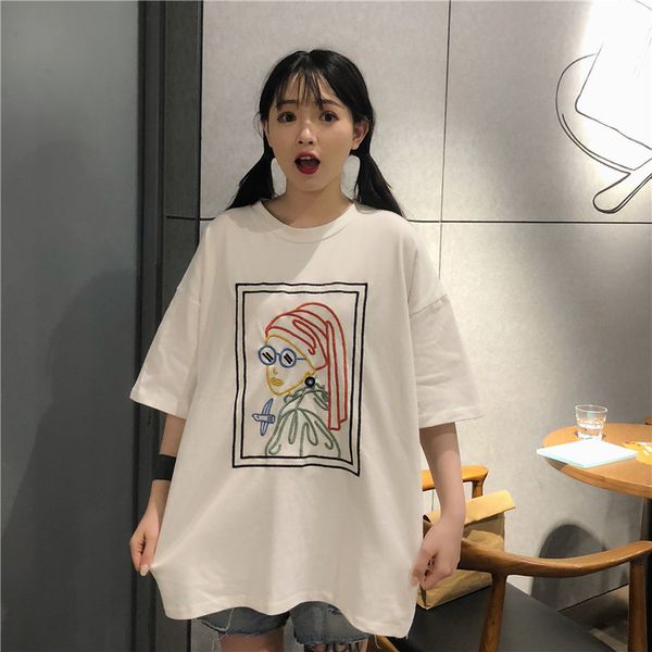 2021 new prepy-style beauty avatar embroidered women's t-shirt summer black wide white short ulzzang schoolgirl streetwear dks5
2021 new prepy-style beauty avatar embroidered women's t-shirt summer black wide white short ulzzang schoolgirl streetwear dks5