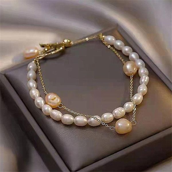 link, chain women jewelry pearls bracelet delicate design sweet korean temperament golden plating for girl lady gifts, Black
link, chain women jewelry pearls bracelet delicate design sweet korean temperament golden plating for girl lady gifts, Black