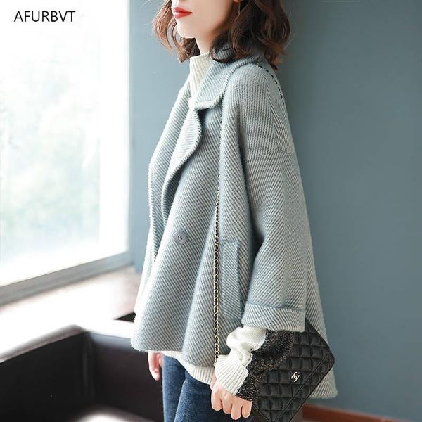 women's wool & blends autumn women coat three quarter single breasted fashion knitting turn down female causal loose winter outwear 202, Black
women's wool & blends autumn women coat three quarter single breasted fashion knitting turn down female causal loose winter outwear 202, Black