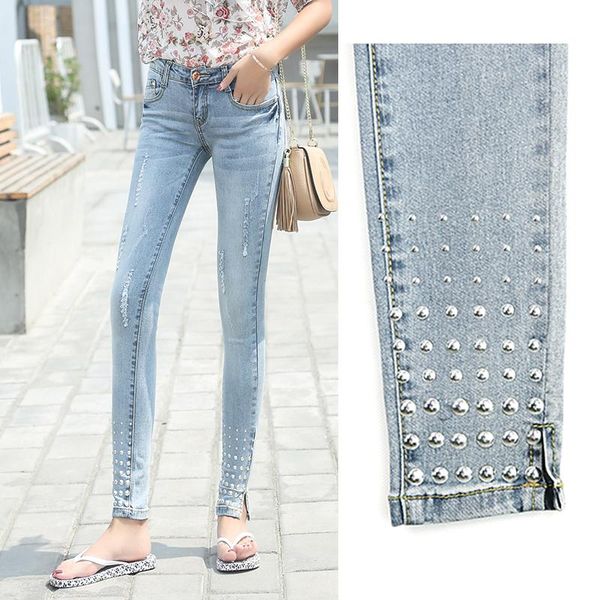 women's jeans 2021 arrived female all matching skinny tight pencil pants womens fashion stretch elastic ripped denim rivet trousers, Blue
women's jeans 2021 arrived female all matching skinny tight pencil pants womens fashion stretch elastic ripped denim rivet trousers, Blue