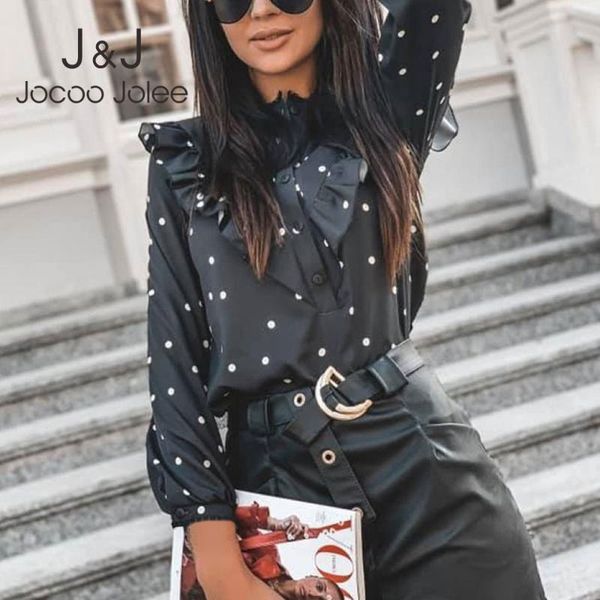 women's blouses & shirts jocoo jolee elegant ruffle polka dot print blouse women o-neck long sleeve shirt female spring summer casual l, White
women's blouses & shirts jocoo jolee elegant ruffle polka dot print blouse women o-neck long sleeve shirt female spring summer casual l, White