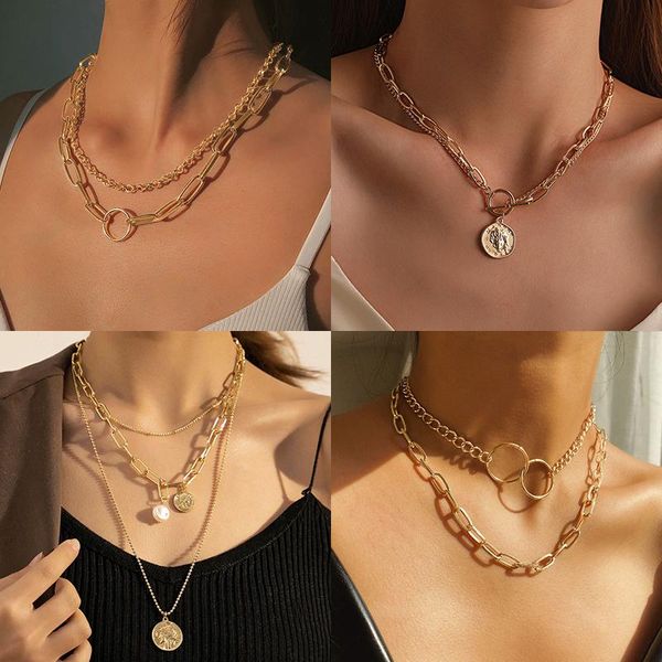 pendant necklaces lovr women's neck chain necklace for women vintage fashion punk aesthetic multi-layer heart choker female jewelry 202, Silver
pendant necklaces lovr women's neck chain necklace for women vintage fashion punk aesthetic multi-layer heart choker female jewelry 202, Silver