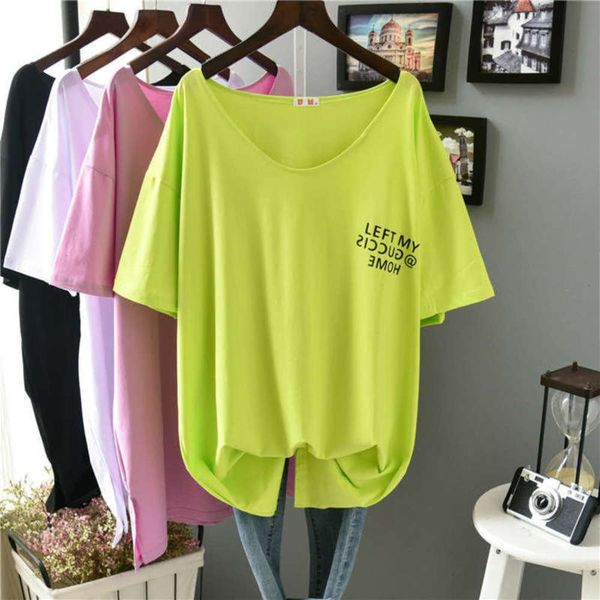 oversized cotton women's t-shirt pure v-neck lazy style 2021 new mesh red versatile short sleeve, Black;gray 
oversized cotton women's t-shirt pure v-neck lazy style 2021 new mesh red versatile short sleeve, Black;gray