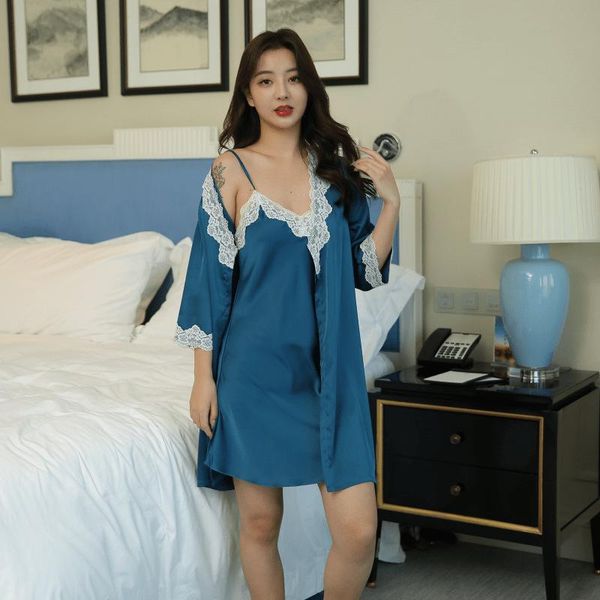 women's sleepwear 2021 satin women 2pcs nighty&robe set loose kimono bathrobe gown lace patchwork robe suit soft home clothes, Black;red
women's sleepwear 2021 satin women 2pcs nighty&robe set loose kimono bathrobe gown lace patchwork robe suit soft home clothes, Black;red