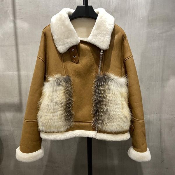 women's fur & faux 2021 winter women coats genuine sheepskin leather with jackets real pockets female thick warm clothing motorcycl, Black
women's fur & faux 2021 winter women coats genuine sheepskin leather with jackets real pockets female thick warm clothing motorcycl, Black