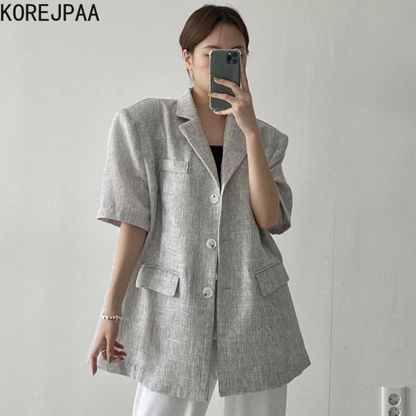 women's jackets korejpaa women 2021 summer korean chic ladies retro lapel three button design loose casual all-match short-sleeved suit, Black;brown
women's jackets korejpaa women 2021 summer korean chic ladies retro lapel three button design loose casual all-match short-sleeved suit, Black;brown