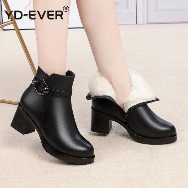 boots winter shoes women's genuine leather ankle wool warm woman snow big size high heels ladies, Black
boots winter shoes women's genuine leather ankle wool warm woman snow big size high heels ladies, Black