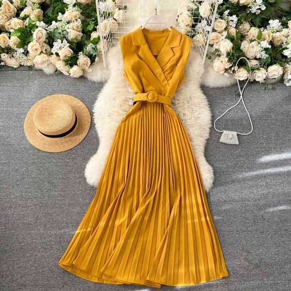 french pleated dres slim a line sleeveless summer dresses ladies elegant v neck bandage robe vestidos mujer 210602, Black;gray
french pleated dres slim a line sleeveless summer dresses ladies elegant v neck bandage robe vestidos mujer 210602, Black;gray