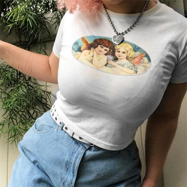 2021 women fashion angel printing new short t-shirt lady round neck harajuku slim casual lively white streetwear girls piq3
2021 women fashion angel printing new short t-shirt lady round neck harajuku slim casual lively white streetwear girls piq3