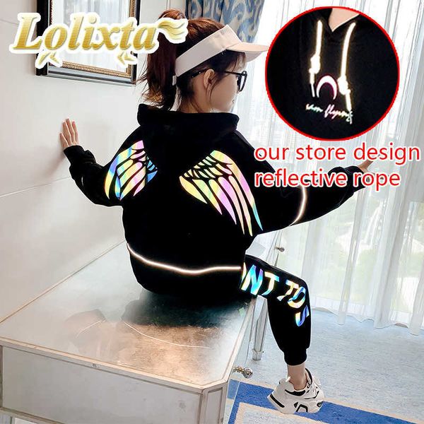 kids 1-16year tracksuit set fashion little girls boys toddler reflective wing hoodie sweatshirt for teen junior children clothes y0909, White
kids 1-16year tracksuit set fashion little girls boys toddler reflective wing hoodie sweatshirt for teen junior children clothes y0909, White
