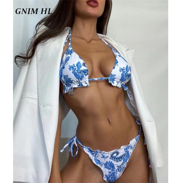 women's swimwear gnim ruffle women 2 pieces backess micro bikini set 2021 bandage swimsuit female retro print swimming suit, White;black
women's swimwear gnim ruffle women 2 pieces backess micro bikini set 2021 bandage swimsuit female retro print swimming suit, White;black