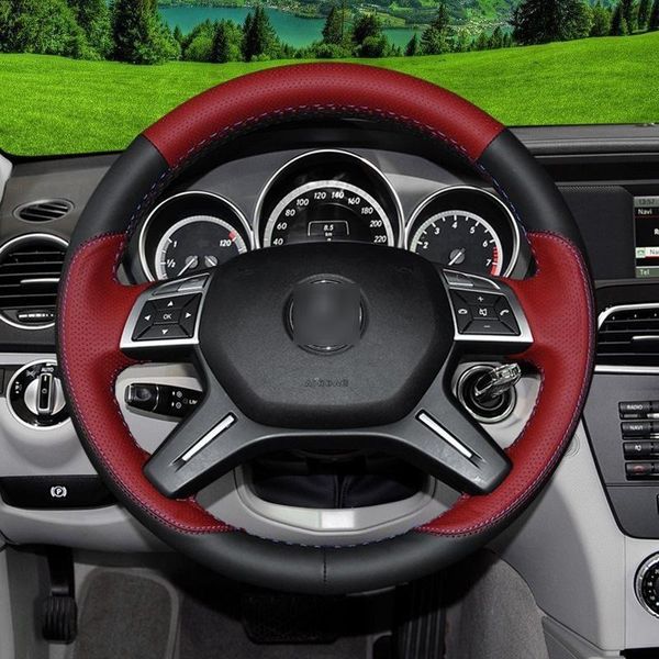 steering wheel covers for - c class black leather red hand sew wrap car cover accessories
steering wheel covers for - c class black leather red hand sew wrap car cover accessories