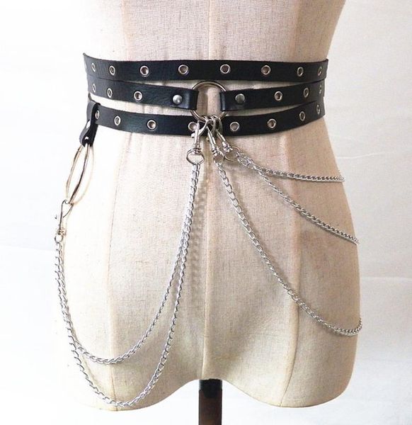 belts pub female leather skirt punk gothic rock harness waist metal chain body bondage hollow belt accessories for lady, Black;brown
belts pub female leather skirt punk gothic rock harness waist metal chain body bondage hollow belt accessories for lady, Black;brown