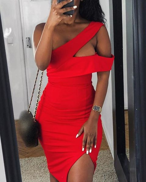 casual dresses dress women's clothing 2021 summer fashion red one shoulder split design tight women wear, Black;gray
casual dresses dress women's clothing 2021 summer fashion red one shoulder split design tight women wear, Black;gray