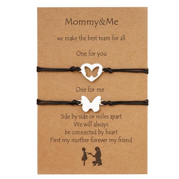 charm bracelets 2pcs/set mommy & me card bracelet mother's day gift hollow heart butterfly adjustable chain fashion jewelry, Golden;silver
charm bracelets 2pcs/set mommy & me card bracelet mother's day gift hollow heart butterfly adjustable chain fashion jewelry, Golden;silver