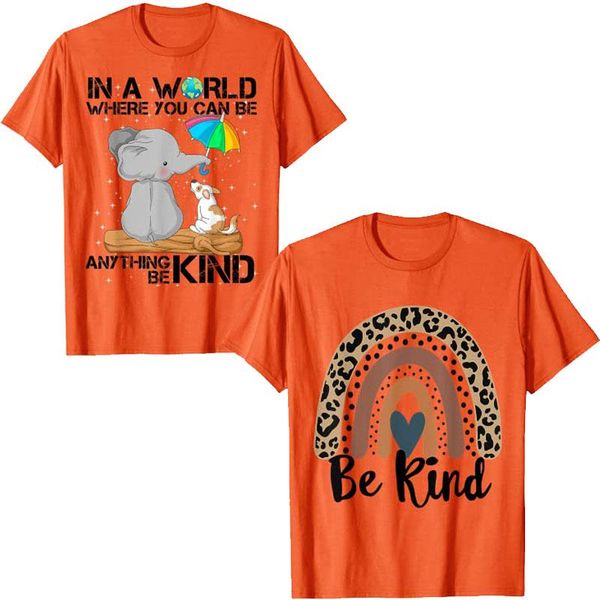 women's t-shirt in a world where you can be anything kind graphic leopard rainbow unity day we wear orange tee, White
women's t-shirt in a world where you can be anything kind graphic leopard rainbow unity day we wear orange tee, White