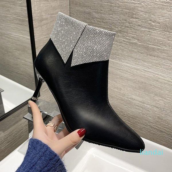 boots 2021 shiny crystal black ankle women stiletto heel short super high nightclub pointed toe 35-43 winter shoes
boots 2021 shiny crystal black ankle women stiletto heel short super high nightclub pointed toe 35-43 winter shoes