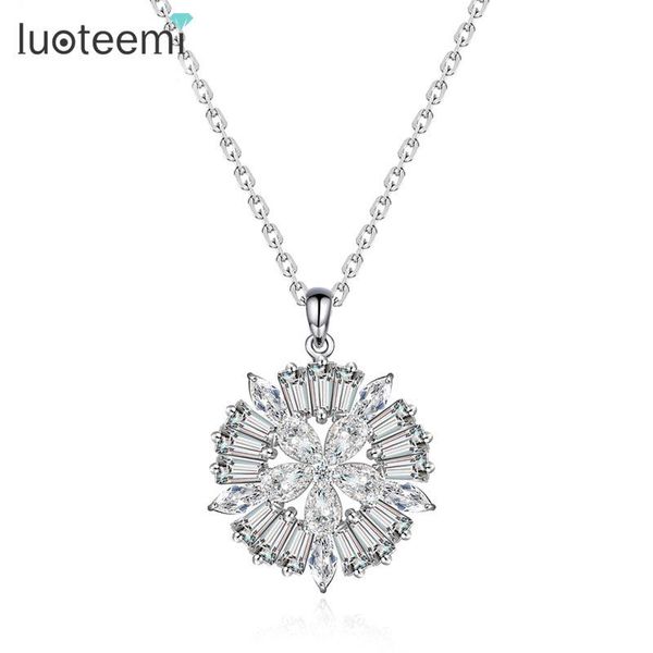 pendant necklaces luoteemi fashion elegant women jewelry white gold-color center cz round flower handmade female necklace for bridal, Silver
pendant necklaces luoteemi fashion elegant women jewelry white gold-color center cz round flower handmade female necklace for bridal, Silver