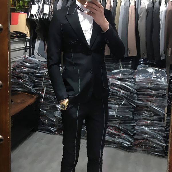 new black 2 pcs set korea style 2021 spring ternos business mens suits designers men tuxedo suit xl0o, White;black
new black 2 pcs set korea style 2021 spring ternos business mens suits designers men tuxedo suit xl0o, White;black