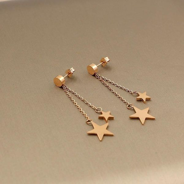 e4-103 korean version small gold bean hanging five pointed star tassel earrings, Golden
e4-103 korean version small gold bean hanging five pointed star tassel earrings, Golden