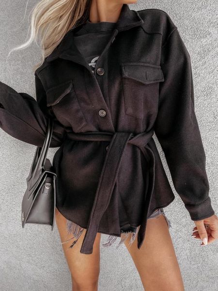 women's wool & blends woolen coat women fashion bandage solid color lapel tweed autumn winter abrigos mujer invierno 2021, Black
women's wool & blends woolen coat women fashion bandage solid color lapel tweed autumn winter abrigos mujer invierno 2021, Black