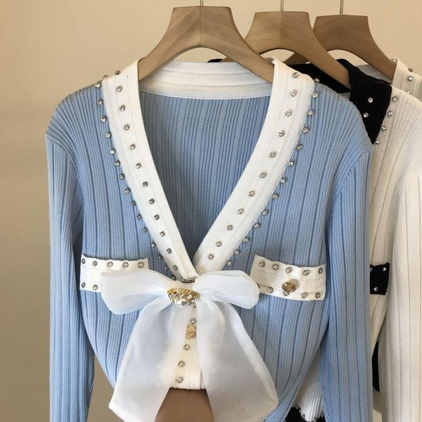 women's knits & tees 2021 autumn big bow diamonds cardigans knit sweater women jumpers pull femme knitted, White
women's knits & tees 2021 autumn big bow diamonds cardigans knit sweater women jumpers pull femme knitted, White