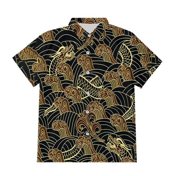men's casual shirts men shirt summer 3d golden wave dragon pattern print handsome short sleeve blouse hip hop harajuku oversize drop, White;black
men's casual shirts men shirt summer 3d golden wave dragon pattern print handsome short sleeve blouse hip hop harajuku oversize drop, White;black
