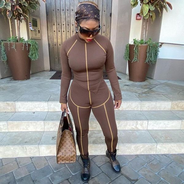 women's two piece pants striped set asymmetrical zip up fitness festival outfits for women club party matching sets, White