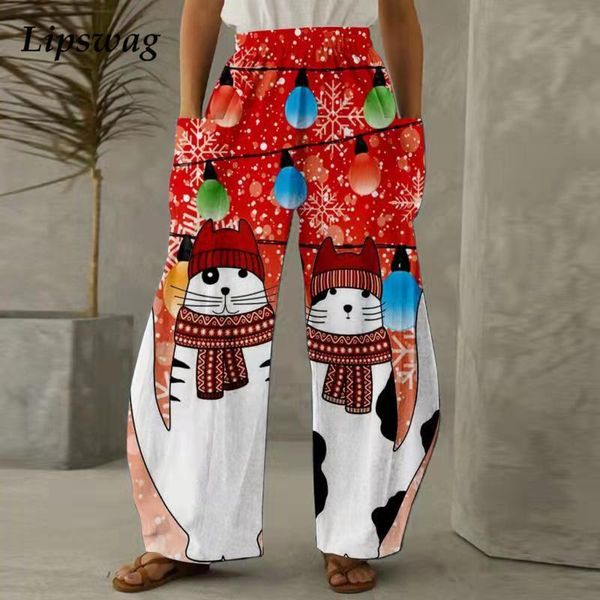 women's pants & capris women casual wide leg homewear fashion retro christmas printed loose trousers female elastic high waist pocket s, Black;white
women's pants & capris women casual wide leg homewear fashion retro christmas printed loose trousers female elastic high waist pocket s, Black;white