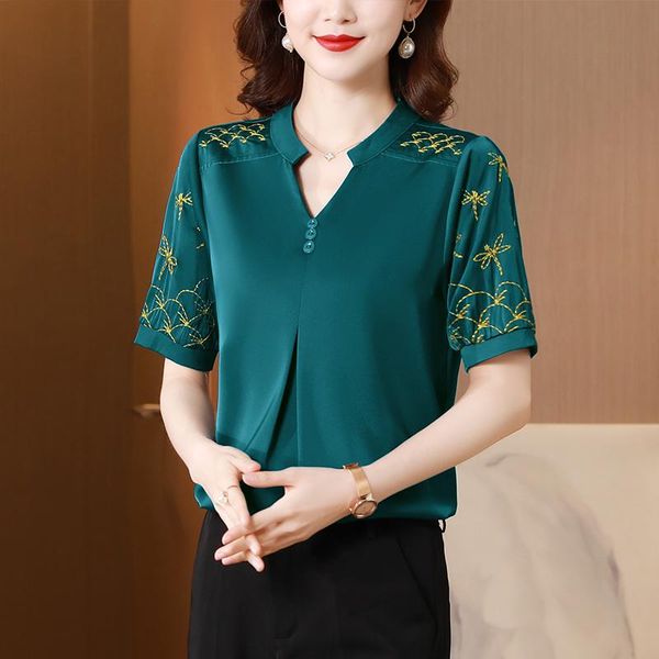 women's blouses & shirts 4xl plus size brief short sleeve blouse women embroidery v-neck blusas womens and blue black green purple red, White
women's blouses & shirts 4xl plus size brief short sleeve blouse women embroidery v-neck blusas womens and blue black green purple red, White