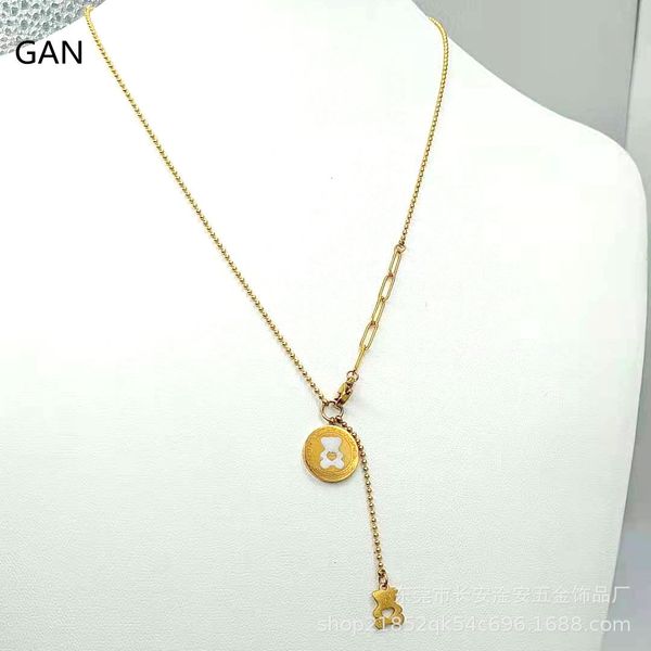 gan net red japane and korean fashion small frh bear round steel pendant clavicle necklace, White
gan net red japane and korean fashion small frh bear round steel pendant clavicle necklace, White