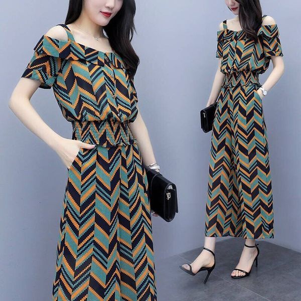 2021 summer short sleeve print two female loose chiffon set casual stripe broad leg women's pants fy241 kxqu, Black;brown
2021 summer short sleeve print two female loose chiffon set casual stripe broad leg women's pants fy241 kxqu, Black;brown
