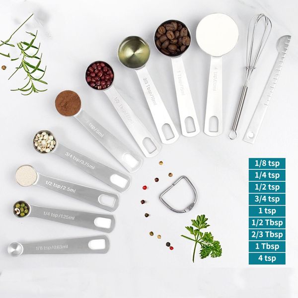 measuring spoons set food-grade stainless steel measuring spoon coffee powder spice measure scoop 11pcs/set kitchen baking tools
measuring spoons set food-grade stainless steel measuring spoon coffee powder spice measure scoop 11pcs/set kitchen baking tools