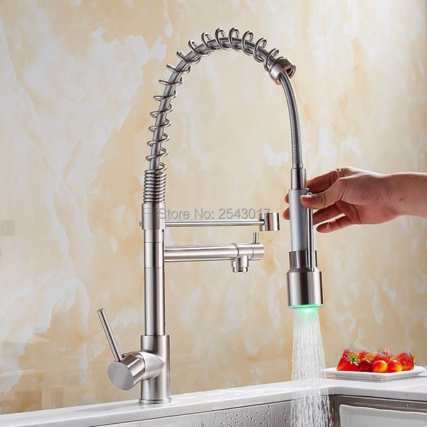kitchen faucets gizero led faucet brush nickle finish flexible 360 rotation pull out side sprayer dual spout zr696
kitchen faucets gizero led faucet brush nickle finish flexible 360 rotation pull out side sprayer dual spout zr696