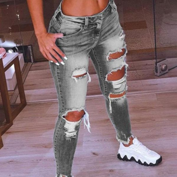 women's jeans chic women trouser zipper closure skin-friendly bottoms ripped holes denim pencil pants trousers, Blue
women's jeans chic women trouser zipper closure skin-friendly bottoms ripped holes denim pencil pants trousers, Blue