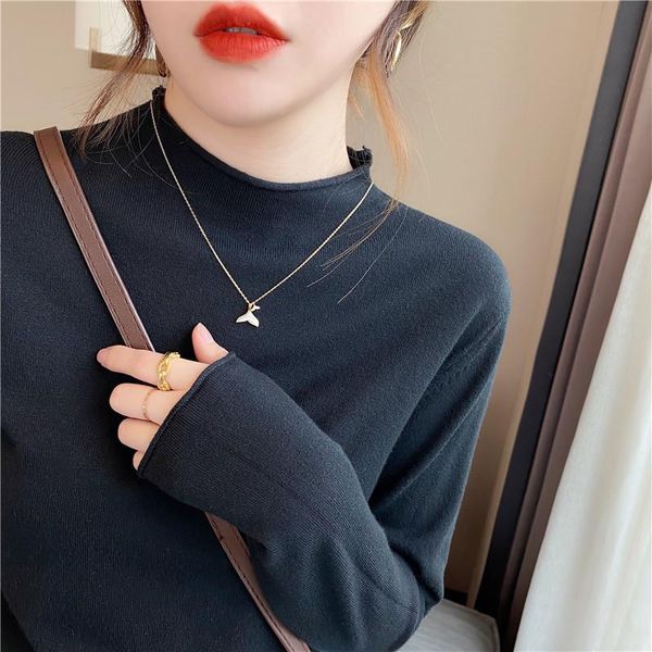 women's blouses & shirts half high neck bottoming shirt women spring and autumn inner sweater winter long-sleeved knitted early top, White
women's blouses & shirts half high neck bottoming shirt women spring and autumn inner sweater winter long-sleeved knitted early top, White