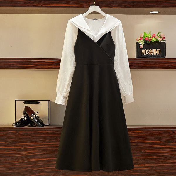 spring girdle of female autumn cloth big plus size white shirt and skirt dressed in two pieces elegant large matching set p9ly, Black
spring girdle of female autumn cloth big plus size white shirt and skirt dressed in two pieces elegant large matching set p9ly, Black
