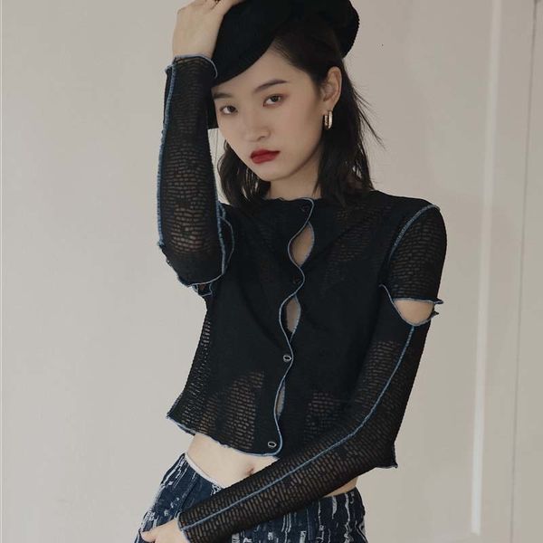 Malha Female Blouse 2021 New Out Long-sleeve Cardigan See Through Shirt Tops Designer Femme Fashion Clothes 8by8, Black;white
Malha Female Blouse 2021 New Out Long-sleeve Cardigan See Through Shirt Tops Designer Femme Fashion Clothes 8by8, Black;white