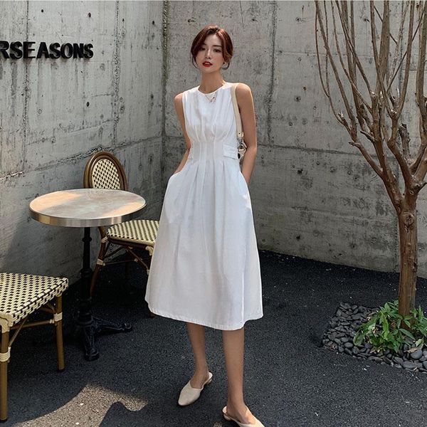 casual dresses sleeveless dress summer 2021 white and black plain ladies elegant round neck a-line, Black;gray
casual dresses sleeveless dress summer 2021 white and black plain ladies elegant round neck a-line, Black;gray