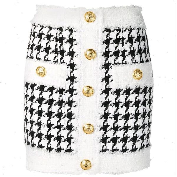2021 fall winter baroque designer skirt womens fringed lion buttons houndstooth tweed mini skirt, Black
2021 fall winter baroque designer skirt womens fringed lion buttons houndstooth tweed mini skirt, Black