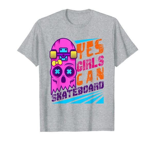 yes girls can skateboard - skateboarder skater girl shirt, White;black 
yes girls can skateboard - skateboarder skater girl shirt, White;black