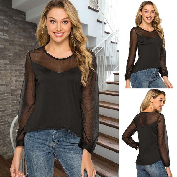 women's t-shirt women long sleeve summer mesh patchwork wear see-through ladies slim, White
women's t-shirt women long sleeve summer mesh patchwork wear see-through ladies slim, White