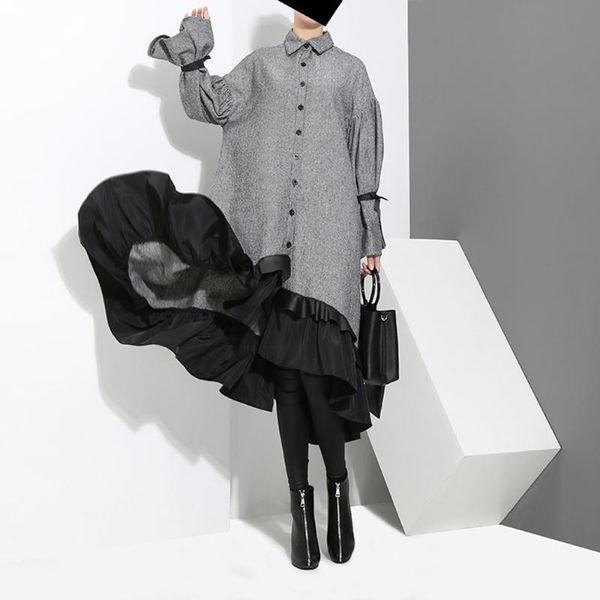 casual dresses sisjuly high street fashion women dress designer patchwork asymmetric falbala color block oversize loose lazy style robe, Black;gray
casual dresses sisjuly high street fashion women dress designer patchwork asymmetric falbala color block oversize loose lazy style robe, Black;gray