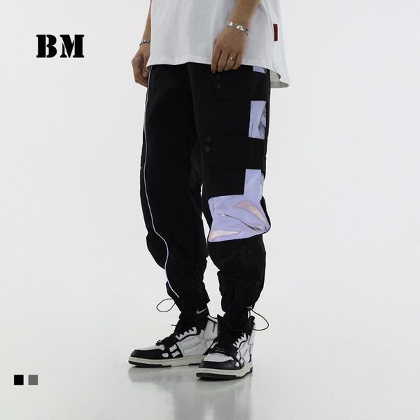 men's pants 2021 reflective function hip hop harem men clothing japanese streetwear patchwork sweatpants korean fashion joggers male, Black
men's pants 2021 reflective function hip hop harem men clothing japanese streetwear patchwork sweatpants korean fashion joggers male, Black