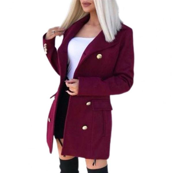 women's wool & blends women trench coat solid color slim cardigan double-breasted turn-down collar woolen lady jacket for work, Black
women's wool & blends women trench coat solid color slim cardigan double-breasted turn-down collar woolen lady jacket for work, Black
