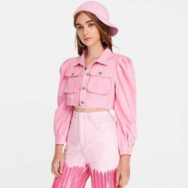 2021 autumn winter women's girl jacket new fashion puff sleeve pocket stitching denim short jacket lapel single breasted, Black;brown
2021 autumn winter women's girl jacket new fashion puff sleeve pocket stitching denim short jacket lapel single breasted, Black;brown